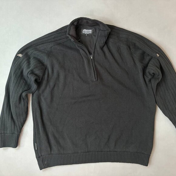 Mizuno Sweater Mens XL Black Pullover 1/4 Zip Lined Performance Outdoor L… - Picture 1 of 9